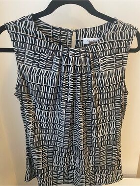 Calvin Klein Black and White Geometric Sleeveless Top